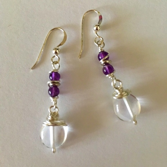 🔮 Crystal and Amethyst Healing Earrings - Picture 2 of 3